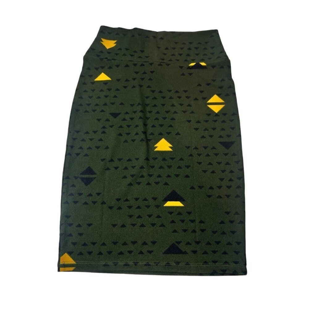LuLaRoe Cassie Women's Dark Green & Yellow Skirt